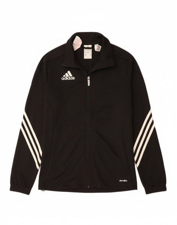Adidas Boys Climalite Tracksuit Top Jacket 13-14 Years Black Polyester