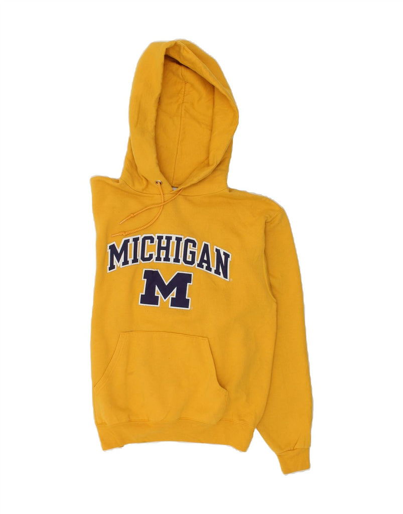 CHAMPION Mens Michigan Graphic Hoodie Jumper Small Yellow | Vintage Champion | Thrift | Second-Hand Champion | Used Clothing | Messina Hembry 