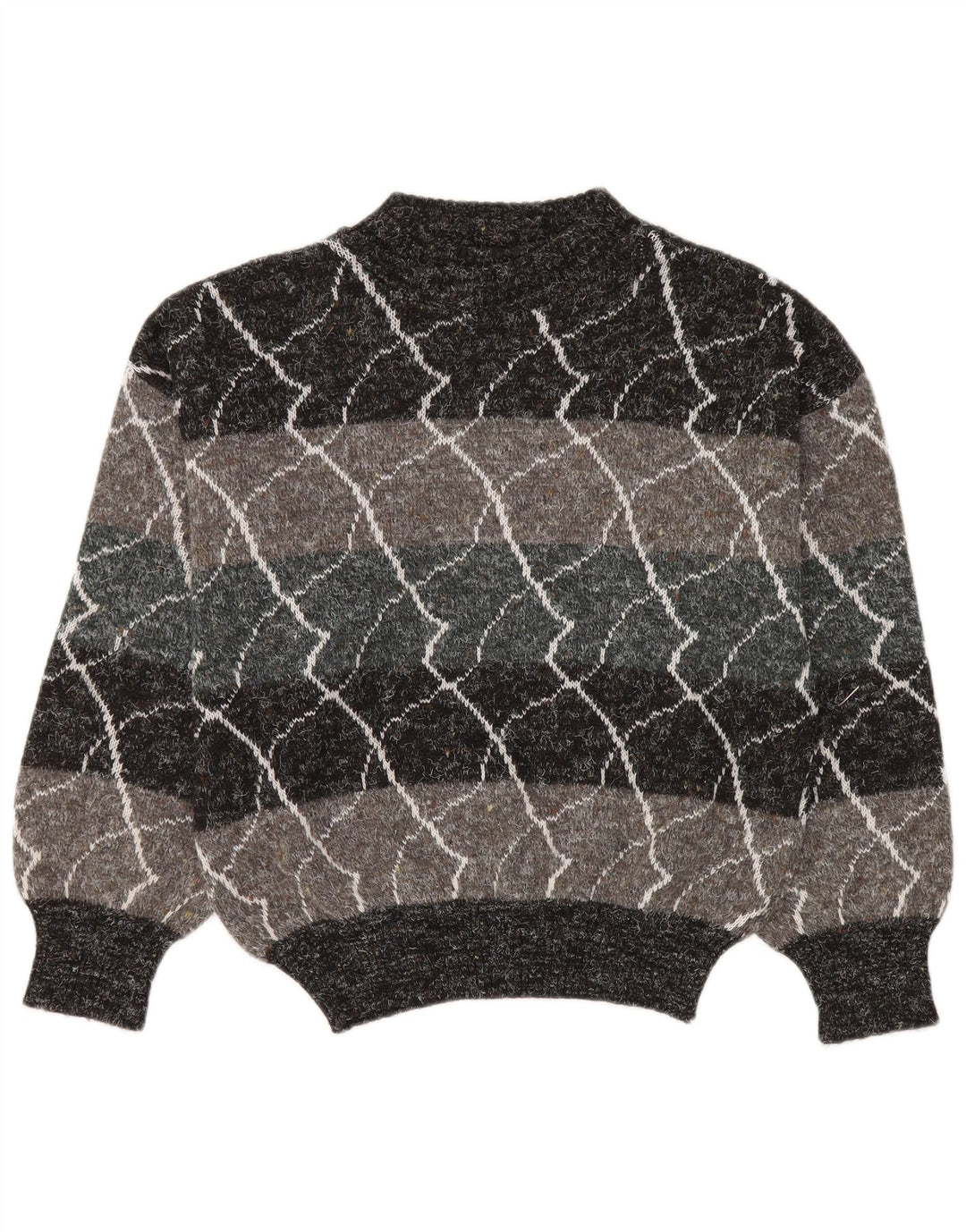 Vintage Womens Turtle Neck Jumper Sweater IT 48 XL Grey Striped Polyacrylic
