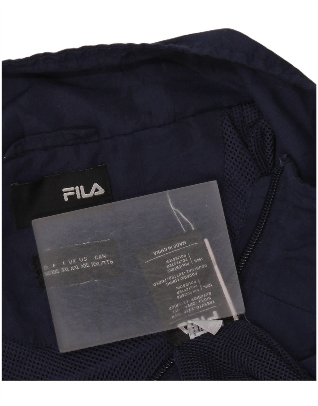 Fila Mens Tracksuit Top Jacket 2XL Navy Blue Striped Polyester Sports