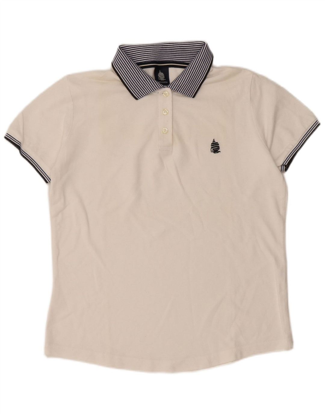 MARINA YACHTING Womens Polo Shirt UK 16 Large White Colourblock Cotton