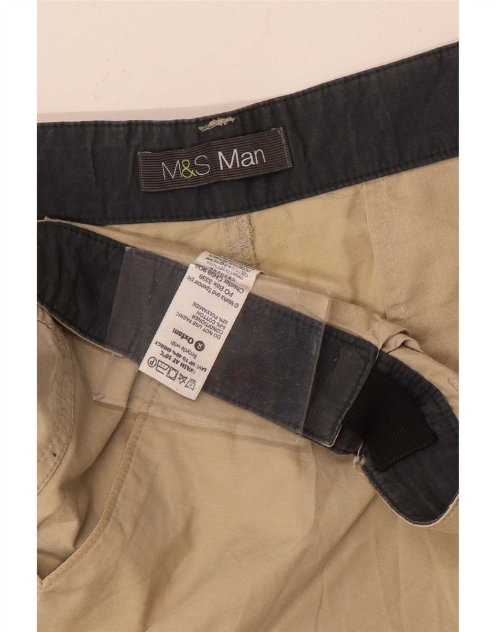 Marks & Spencer Mens Cargo Shorts W36 Large Beige Cotton