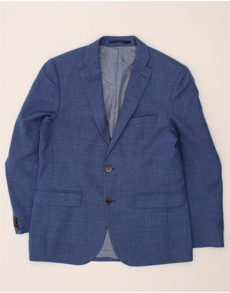 MASSIMO PASCALI Mens 2 Button Blazer Jacket IT 48 Medium Blue New Wool Vintage Massimo Pascali and Second-Hand Massimo Pascali from Messina Hembry 