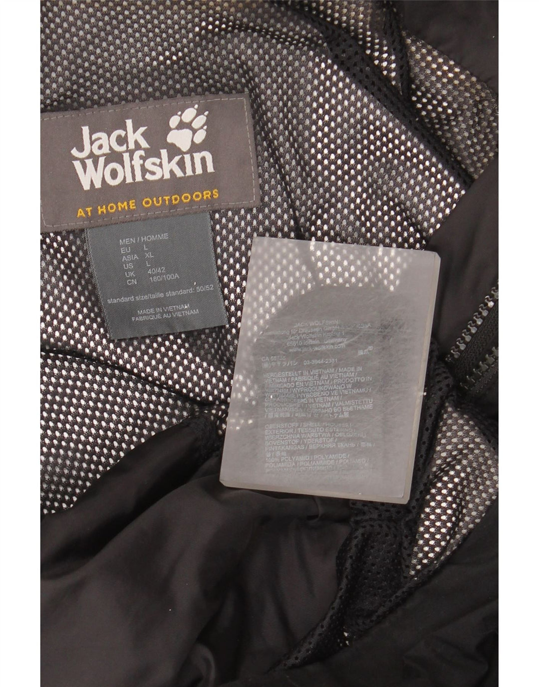 Jack Wolfskin Mens Hooded Rain Jacket UK 40/42 Large Black Polyamide