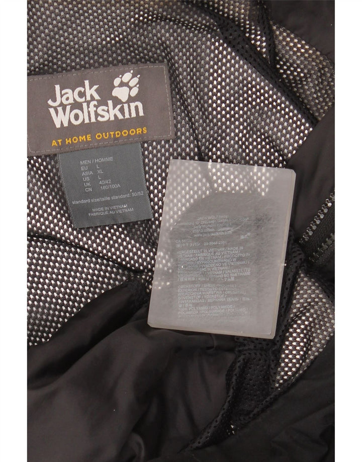 Jack Wolfskin Mens Hooded Rain Jacket UK 40/42 Large Black Polyamide