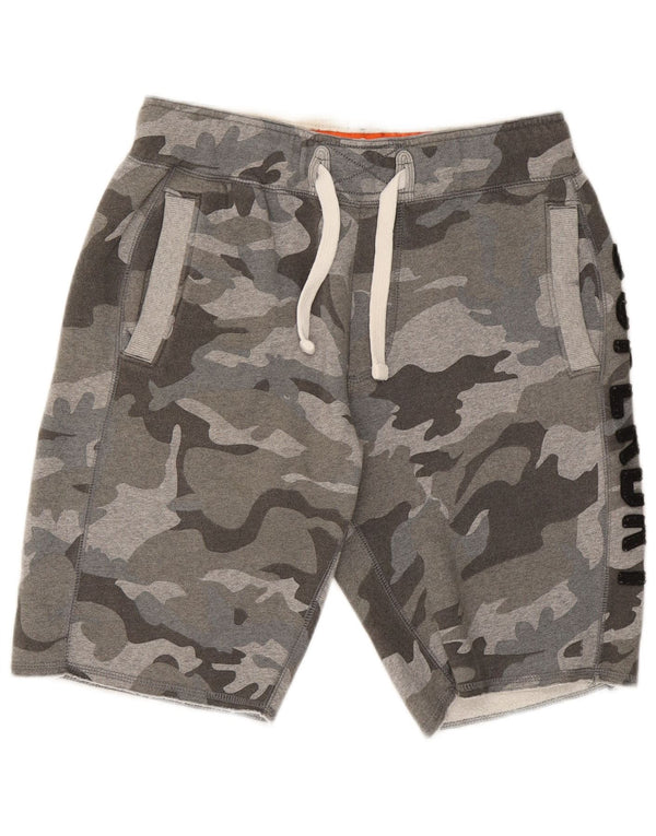 Superdry Mens Graphic Sport Shorts Medium Grey Camouflage Cotton