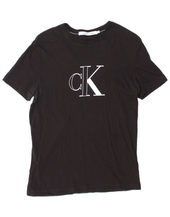 CALVIN KLEIN JEANS Mens Graphic T-Shirt Top Medium Black