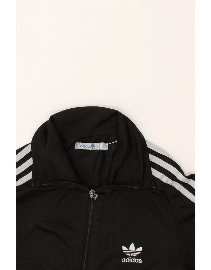 ADIDAS Womens Graphic Tracksuit Top Jacket EU 38 Small Black Polyester Vintage Adidas and Second-Hand Adidas from Messina Hembry 