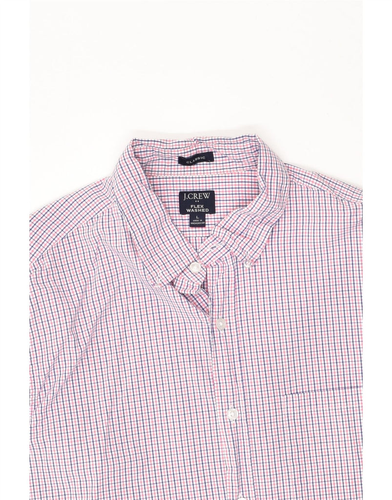 J. CREW Mens Flex Washed Classic Fit Shirt Large Pink Check Cotton | Vintage J. Crew | Thrift | Second-Hand J. Crew | Used Clothing | Messina Hembry 