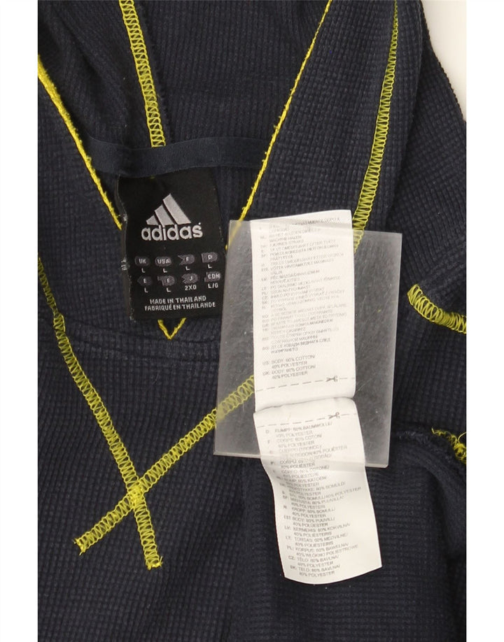 Adidas Mens Hooded Top Long Sleeve Large Navy Blue Cotton