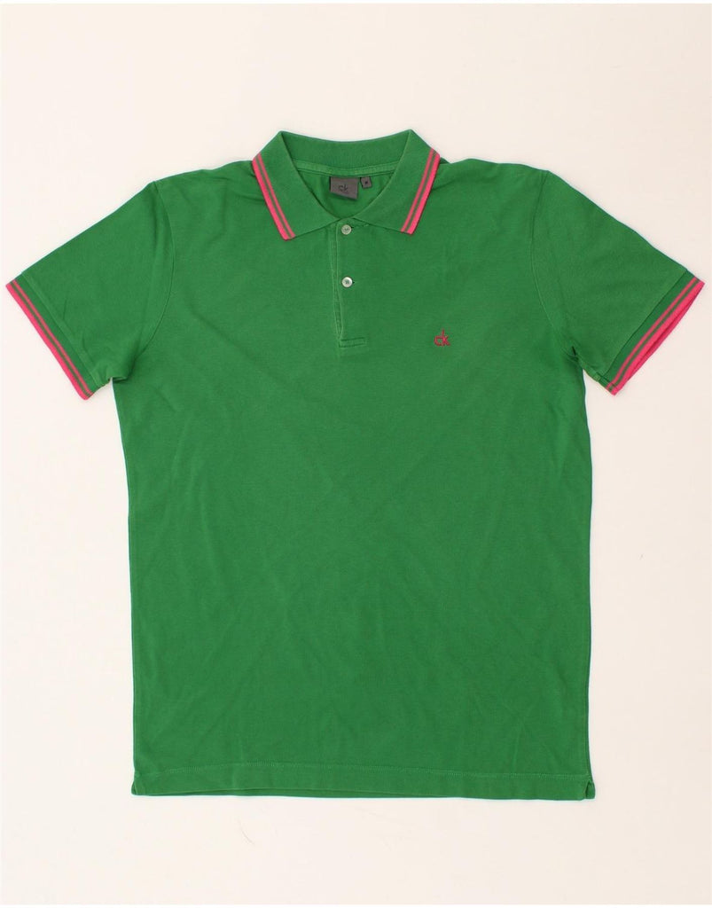 CALVIN KLEIN Mens Polo Shirt Medium Green Cotton | Vintage Calvin Klein | Thrift | Second-Hand Calvin Klein | Used Clothing | Messina Hembry 