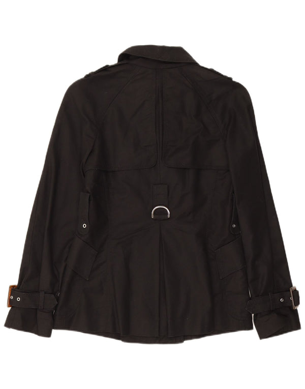 Zara Womens Trench Coat UK 10 Small Black Cotton
