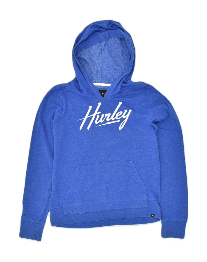 HURLEY Womens Graphic Hoodie Jumper UK 12 Medium Blue Cotton | Vintage Hurley | Thrift | Second-Hand Hurley | Used Clothing | Messina Hembry 