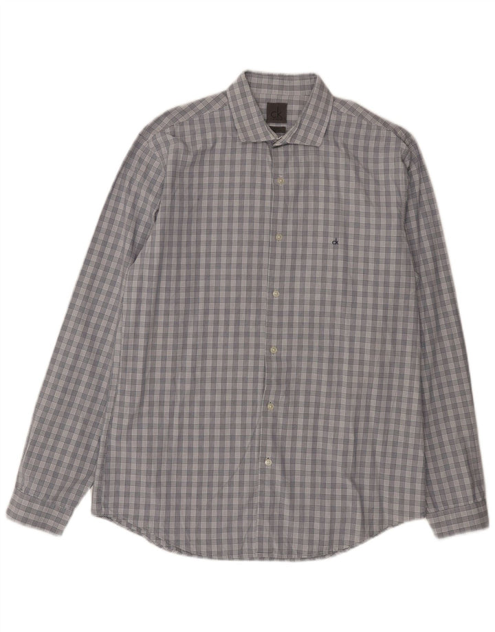 CALVIN KLEIN Mens Shirt Size 41 16 Large Grey Check Cotton