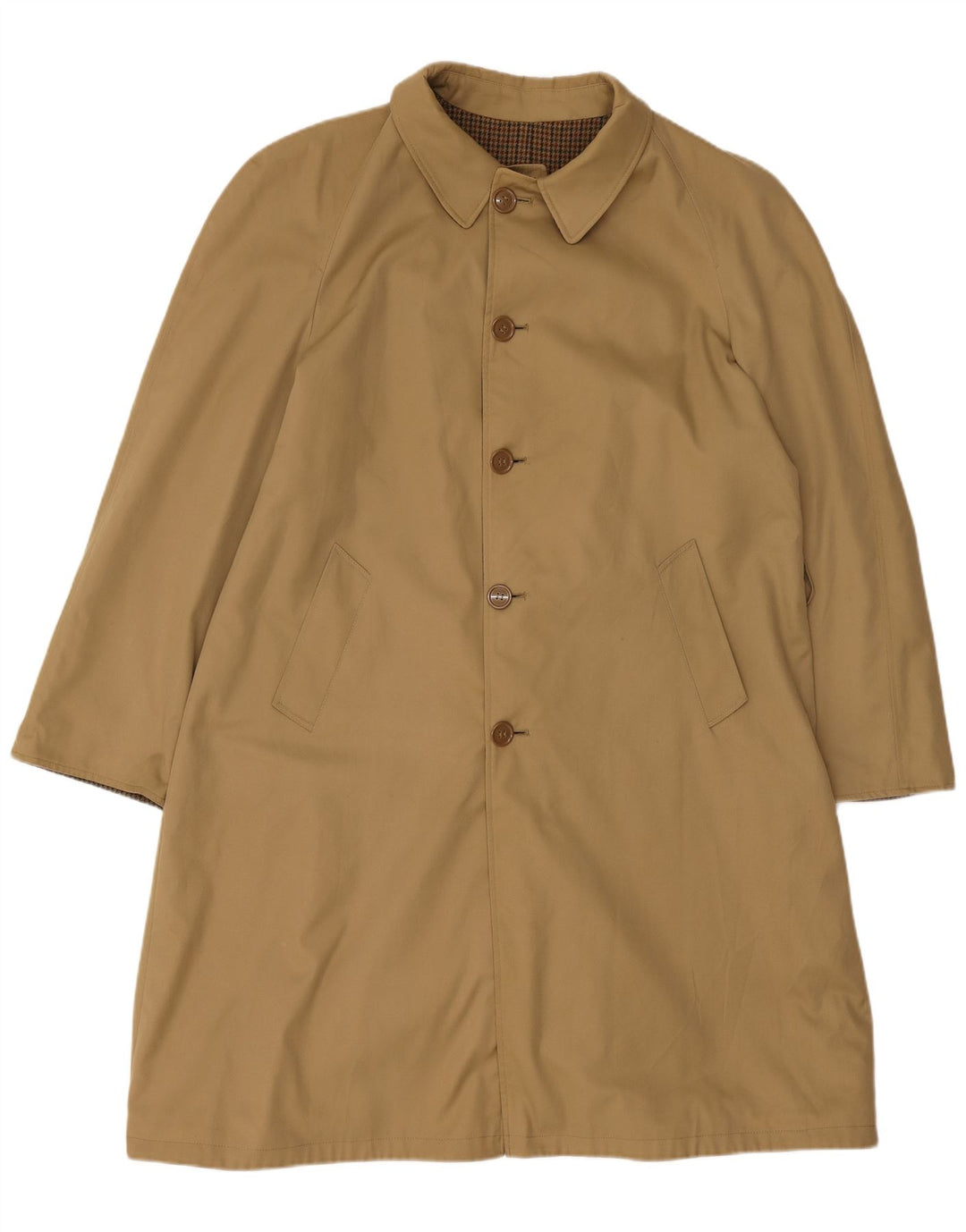 Vintage Mens Reversible Overcoat UK 40 Large Beige Polyester