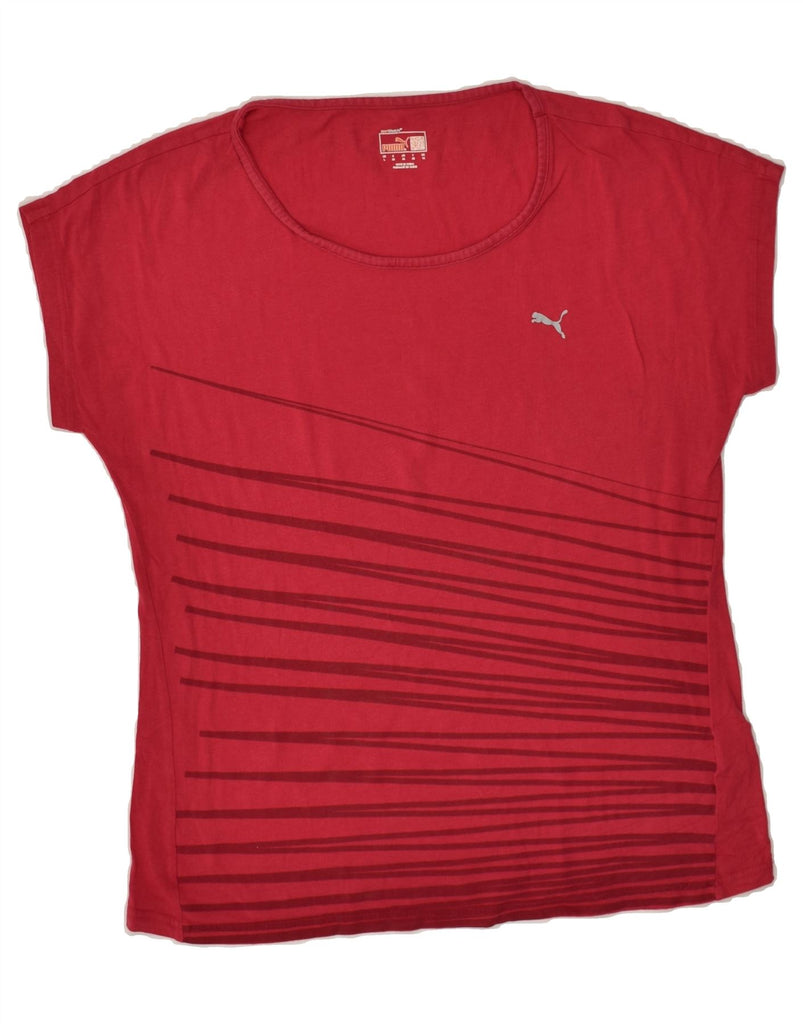 PUMA Womens T-Shirt Top UK 14 Large Red Cotton | Vintage Puma | Thrift | Second-Hand Puma | Used Clothing | Messina Hembry 