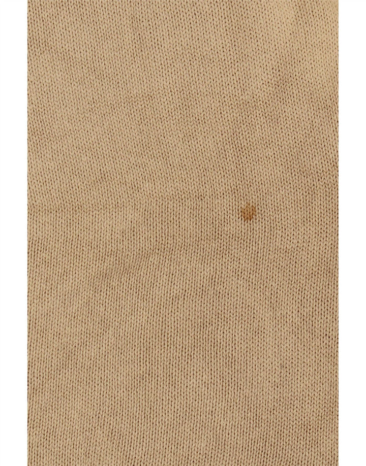 Trussardi Mens V-Neck Jumper Sweater Large Beige Cotton
