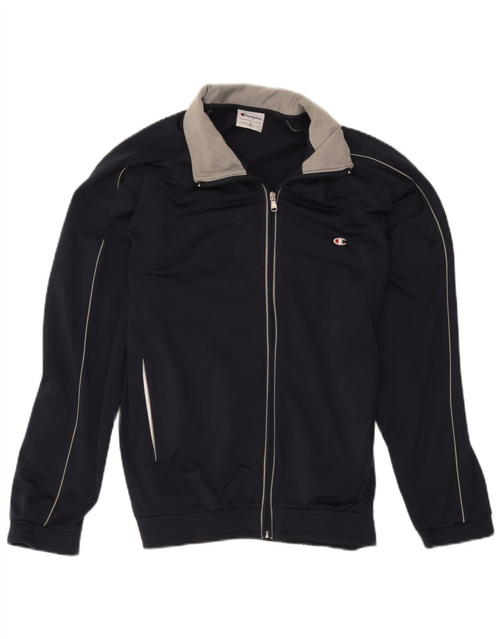 Champion Mens Tracksuit Top Jacket Medium Navy Blue Colourblock Polyester