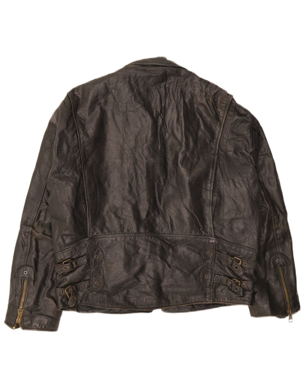 Vintage Mens Leather Jacket UK 40 Large Black Leather