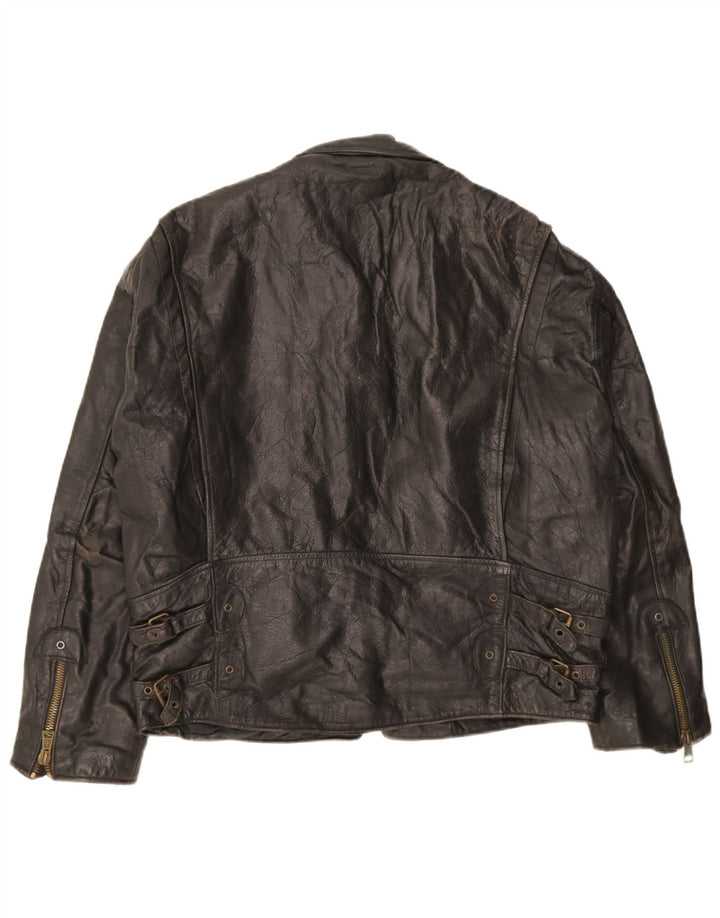Vintage Mens Leather Jacket UK 40 Large Black Leather