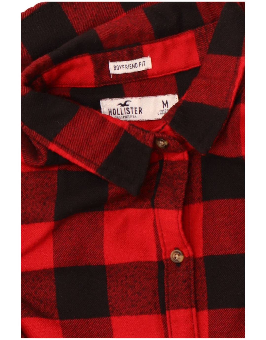 HOLLISTER Womens Boyfriend Fit Flannel Shirt UK 14 Medium Red Gingham