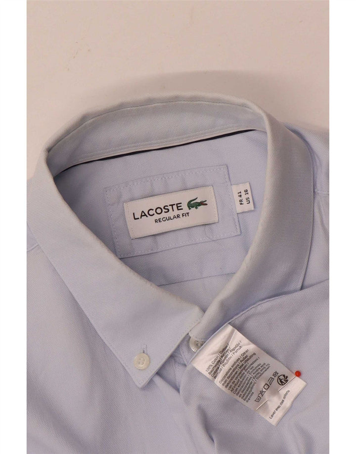 Lacoste Mens Regular Fit Shirt SIZE 41 16 Large Blue Cotton
