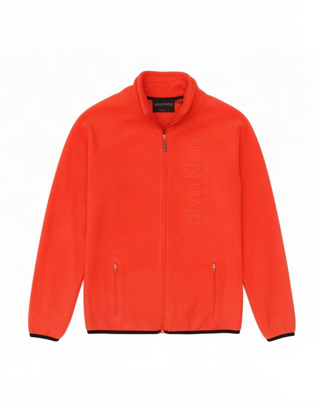 Calvin Klein Womens Graphic Fleece Jacket UK 14 Medium Red Polyester