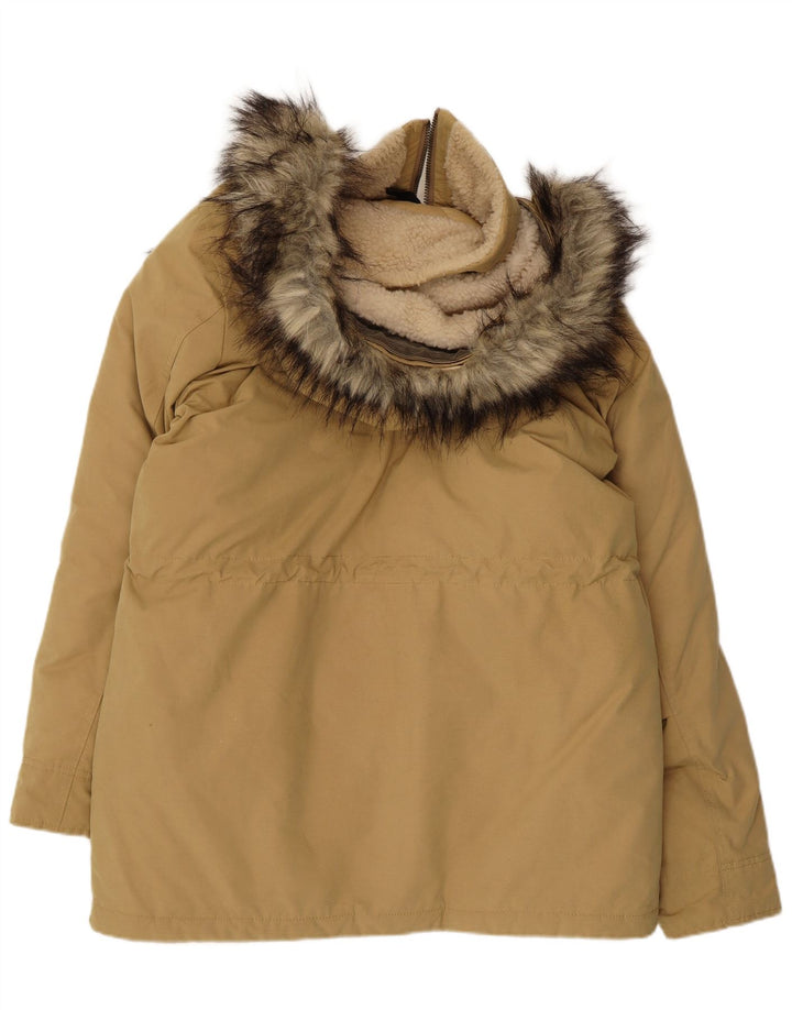 ABERCROMBIE & FITCH Mens Hooded Padded Jacket UK 36 Small Beige Polyester