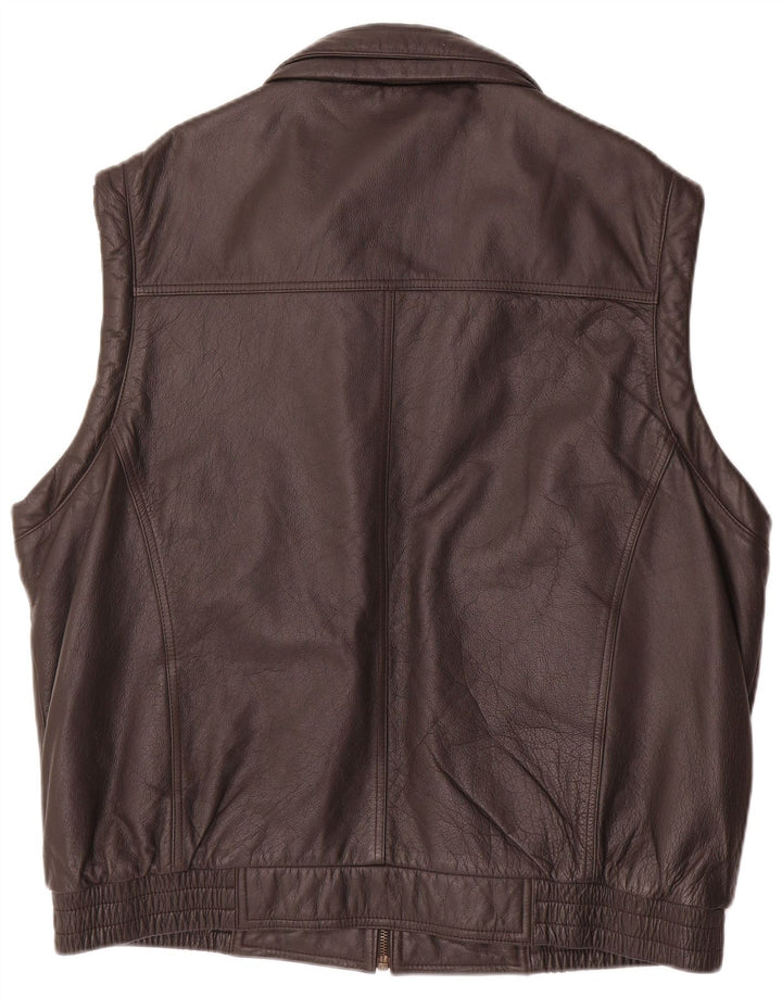 Prince Mens Leather Gilet IT 58 4XL Brown
