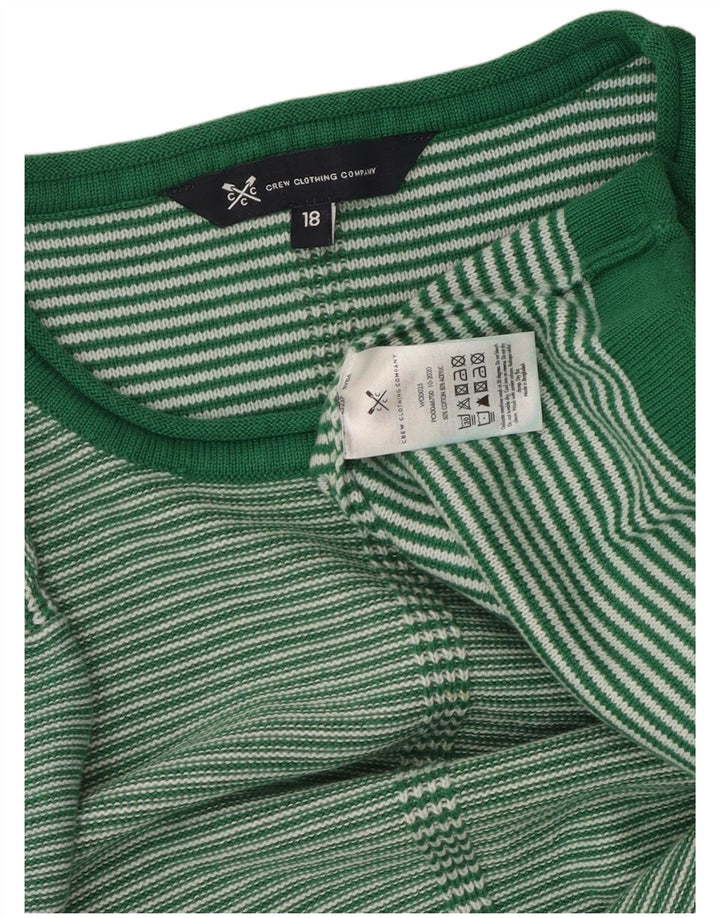 CREW CLOTHING Womens Boat Neck Jumper Sweater UK 18 XL Green Striped