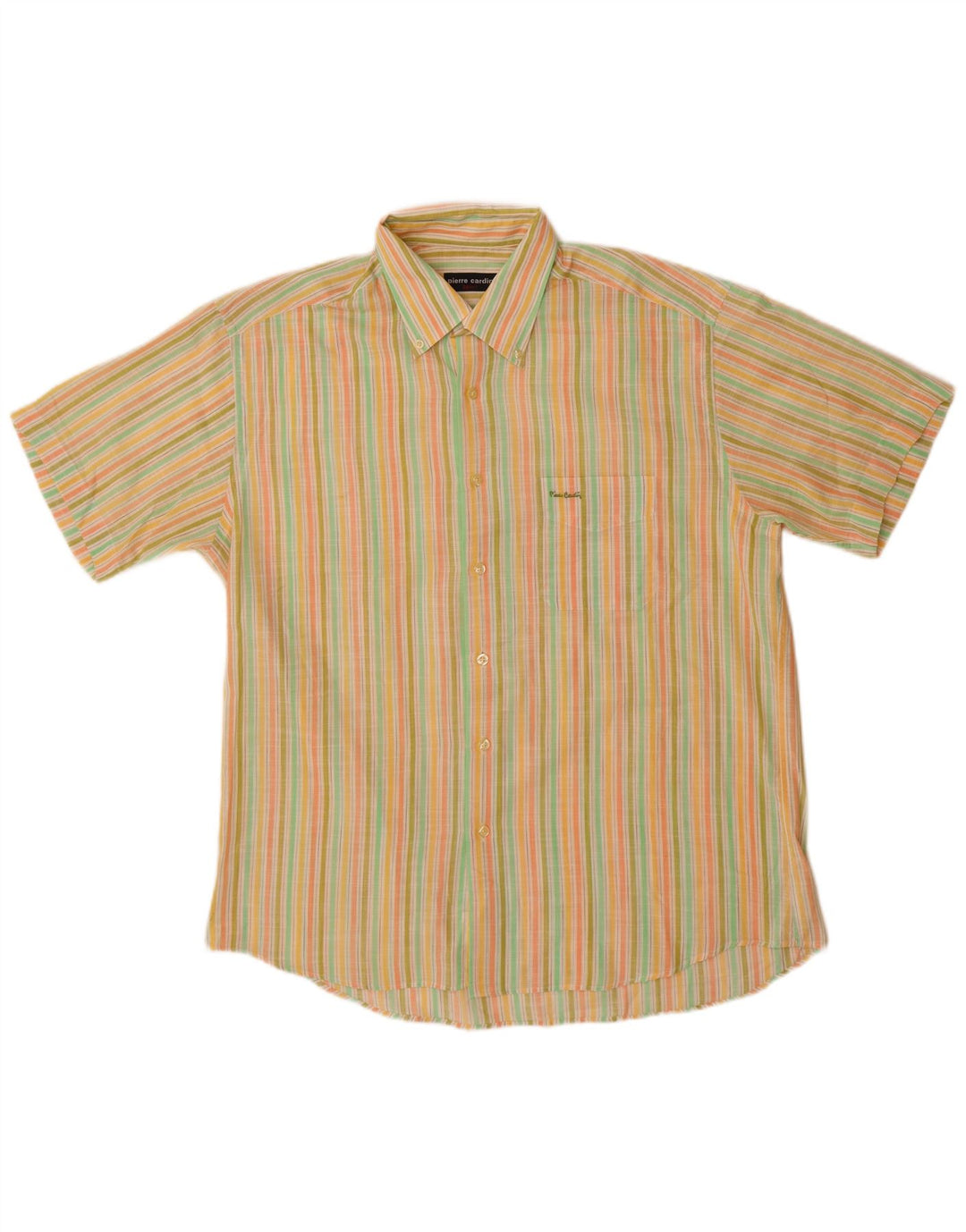 Pierre Cardin Mens Short Sleeve Shirt Size 42 Large Multicoloured Striped