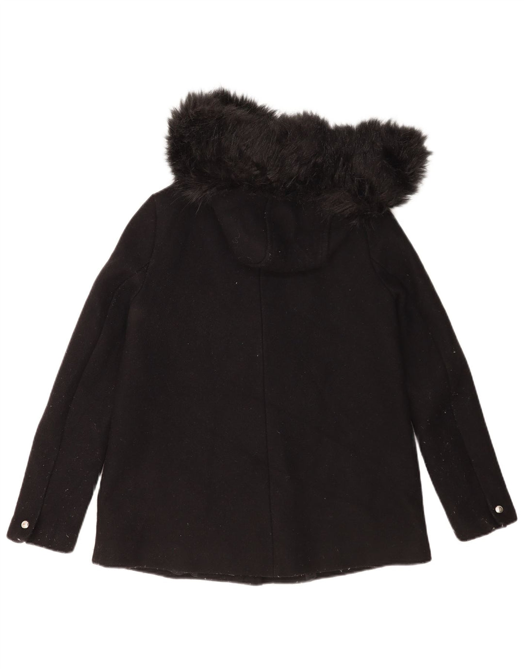 Zara Womens Hooded Windbreaker Jacket UK 10 Small Black Wool