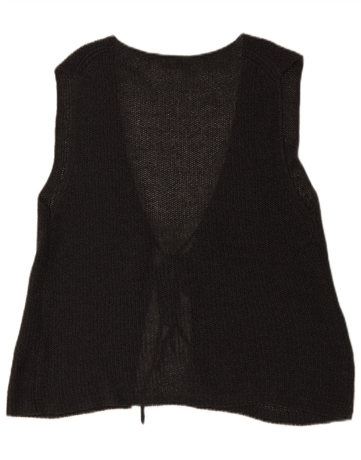 Massimo Dutti Womens Sleeveless Cardigan Sweater UK 14 Medium Grey