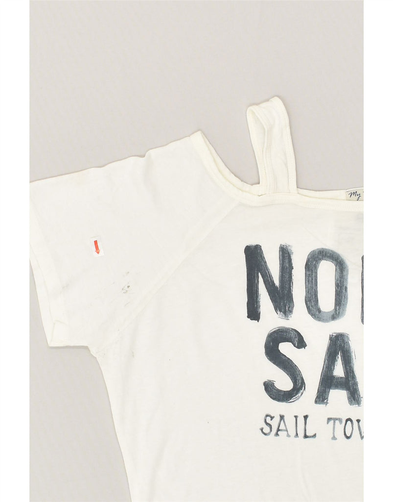 NORTH SAILS Womens Graphic T-Shirt Top UK 14 Medium White Cotton | Vintage North Sails | Thrift | Second-Hand North Sails | Used Clothing | Messina Hembry 