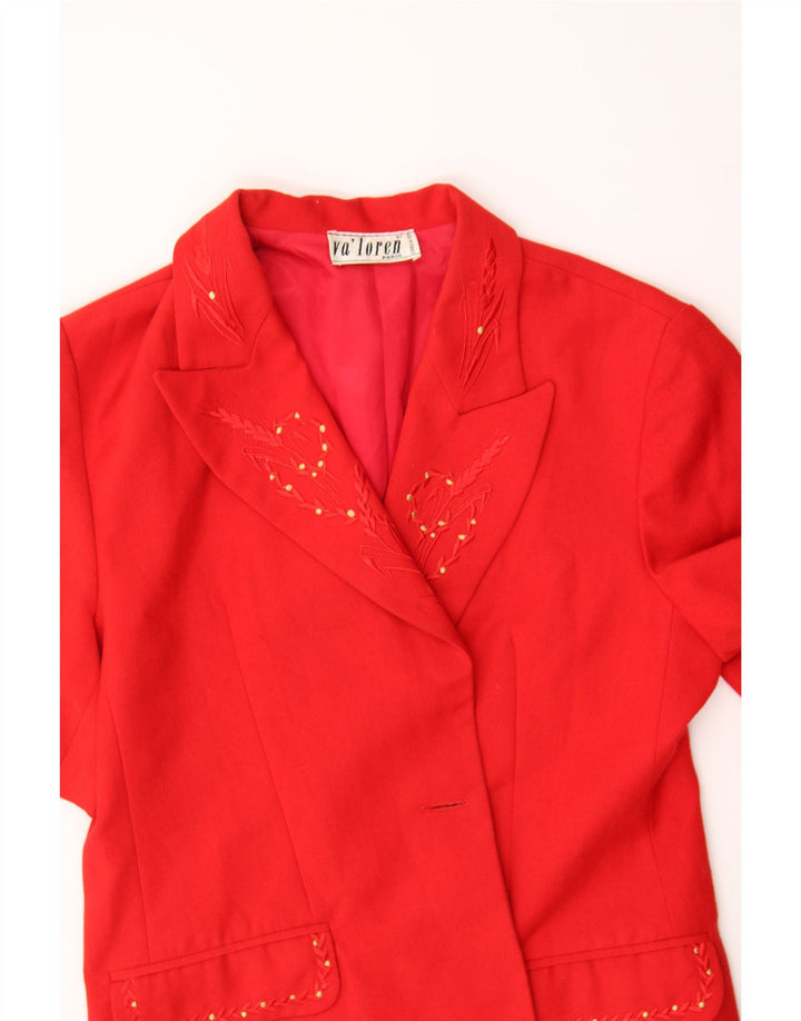 VINTAGE Womens Short Sleeve 1 Button Blazer Jacket UK 12 Medium Red Vintage Vintage and Second-Hand Vintage from Messina Hembry 