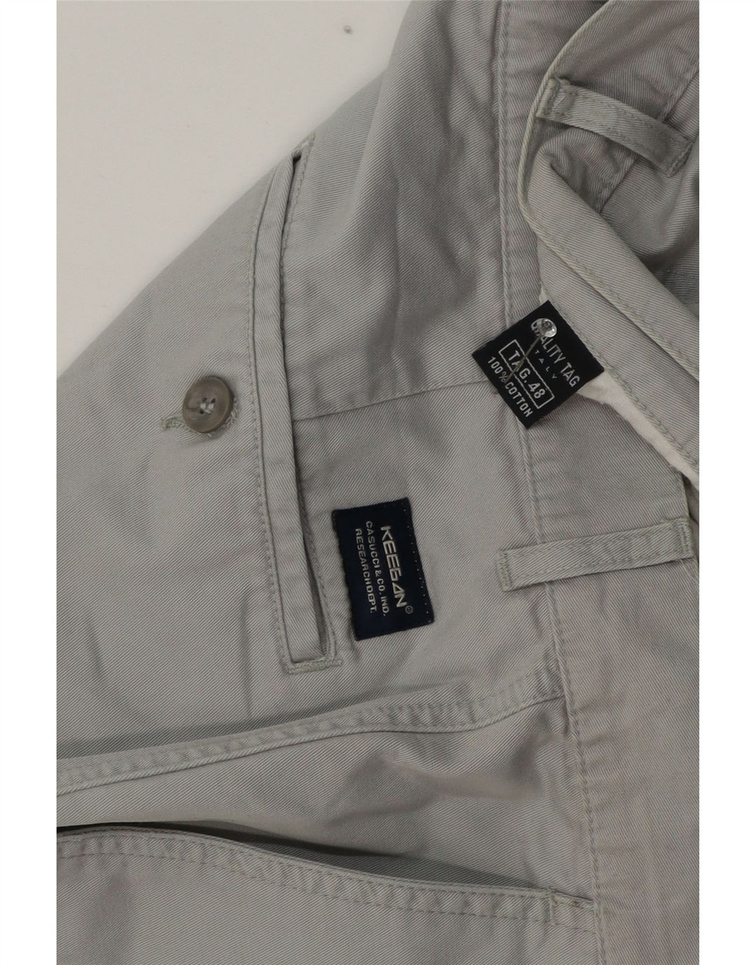 KEEGAN Mens Straight Cargo Trousers IT 48 Medium W32 L30 Grey Cotton
