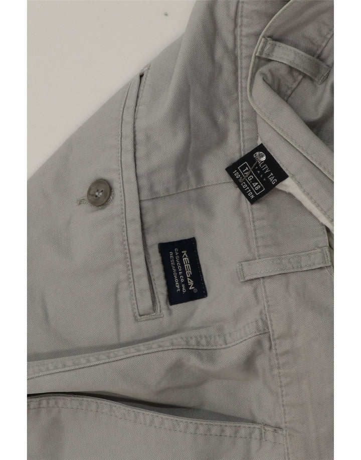 KEEGAN Mens Straight Cargo Trousers IT 48 Medium W32 L30 Grey Cotton