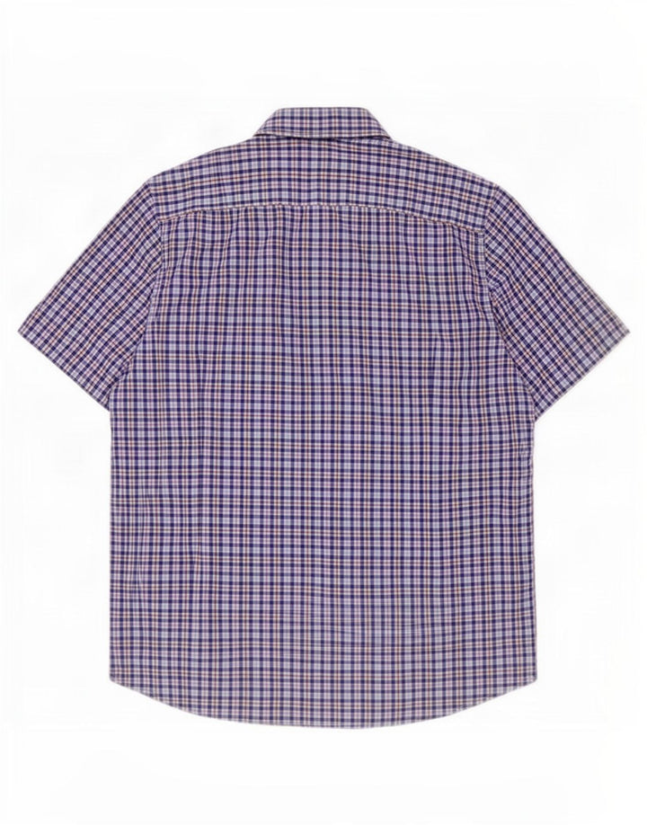 Ted Baker Mens Short Sleeve Shirt Size 4 Large Blue Gingham Cotton