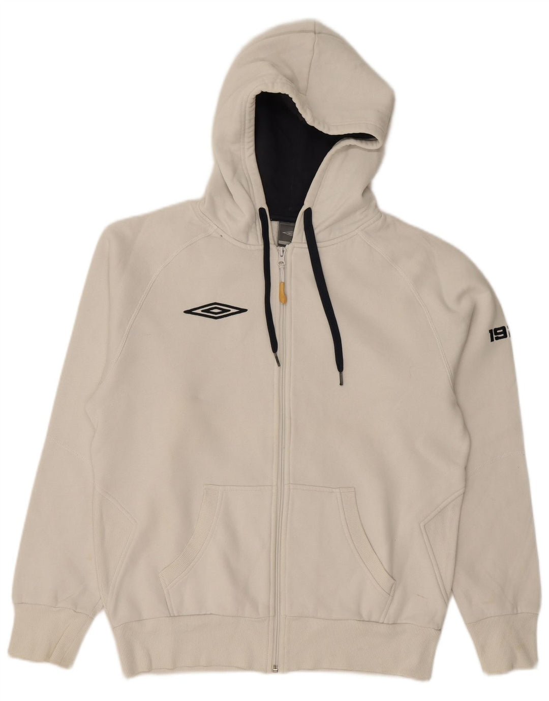 UMBRO Mens Zip Hoodie Sweater Medium White Cotton