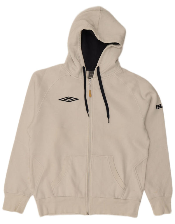 UMBRO Mens Zip Hoodie Sweater Medium White Cotton