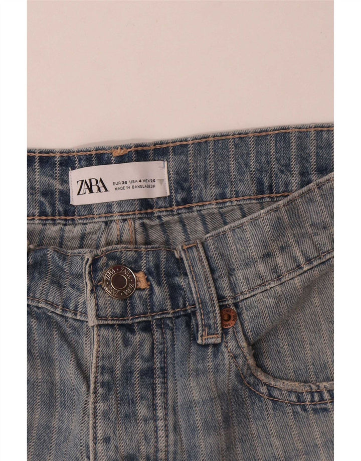 Zara Womens Denim Shorts EU 36 XS W26 Blue Striped