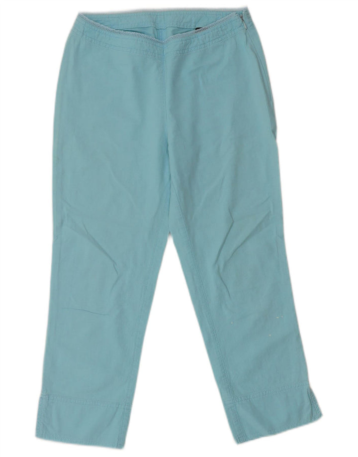 Gas Womens Straight Capri Trousers W26 L21 Turquoise Cotton