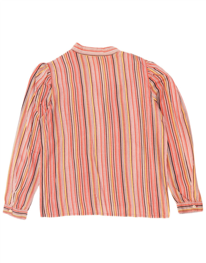 Vintage Womens Long Sleeve Shirt Blouse UK 14 Large Multicoloured Striped
