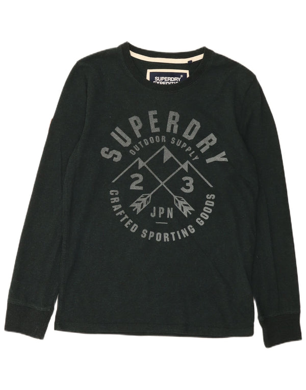 Superdry Mens Graphic Top Long Sleeve XL Green Cotton