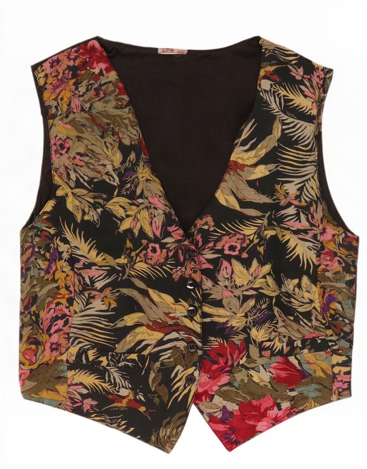 Vintage Womens Waistcoat UK 14 Medium Multicoloured Floral