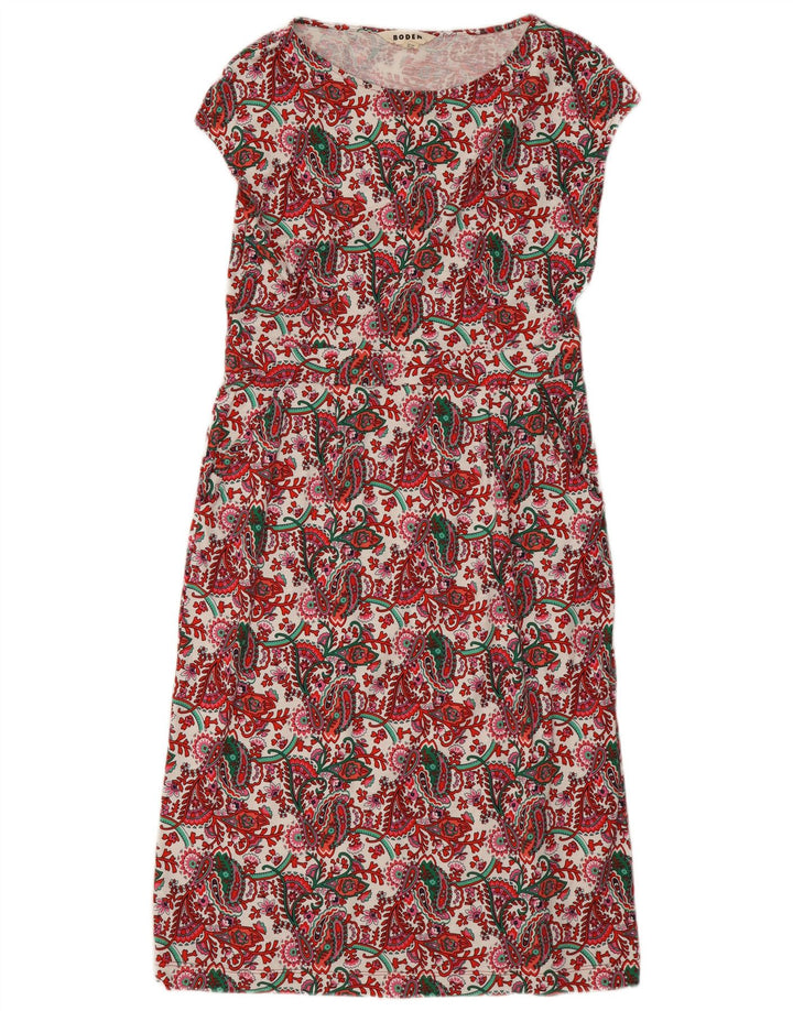 Boden Womens Long Basic Dress UK 14 Large Red Paisley Cotton