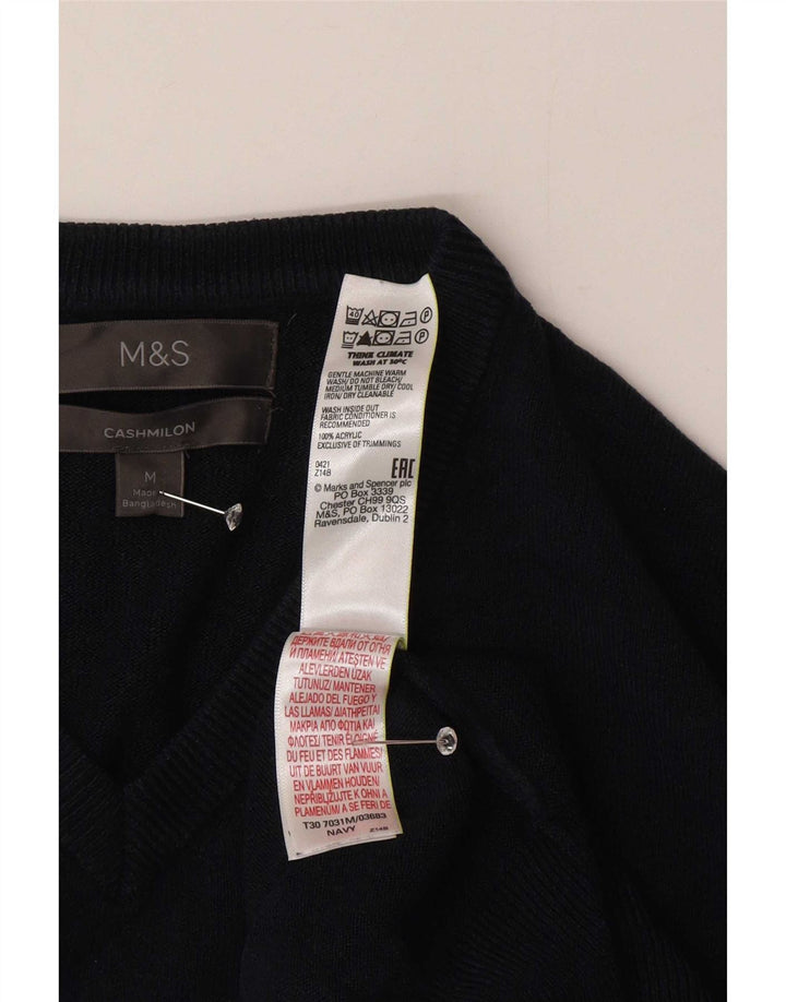 Marks & Spencer Mens V-Neck Jumper Sweater Medium Navy Blue Acrylic