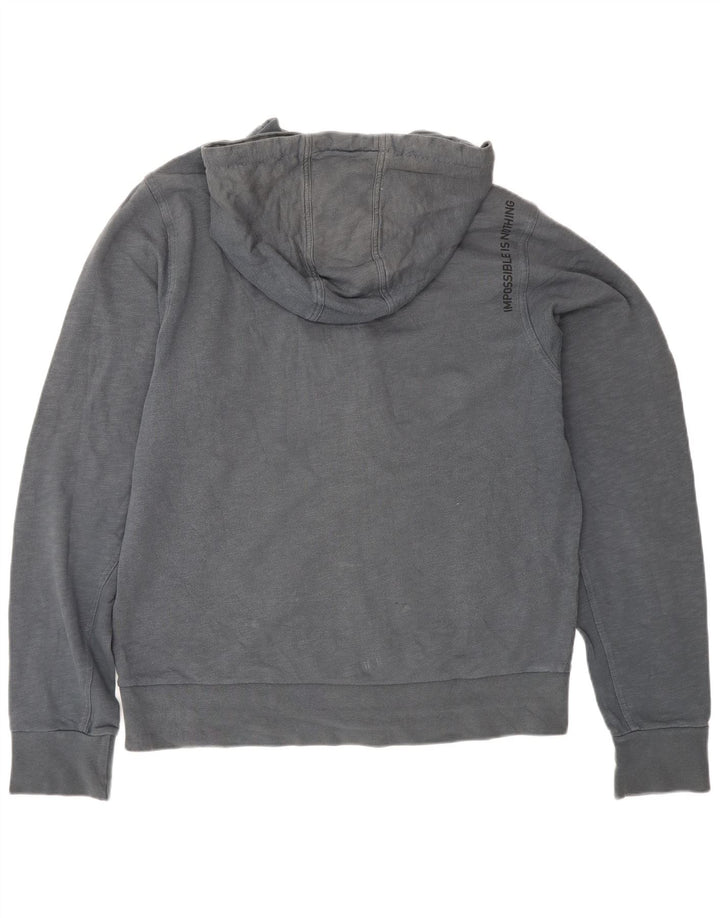 ADIDAS Mens Graphic Zip Hoodie Sweater Medium Navy Blue Cotton