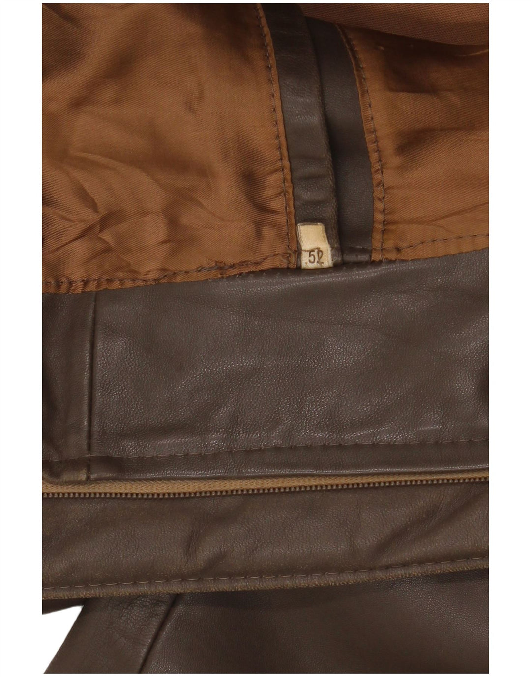 Vintage Mens Military Leather Jacket IT 52 XL Brown