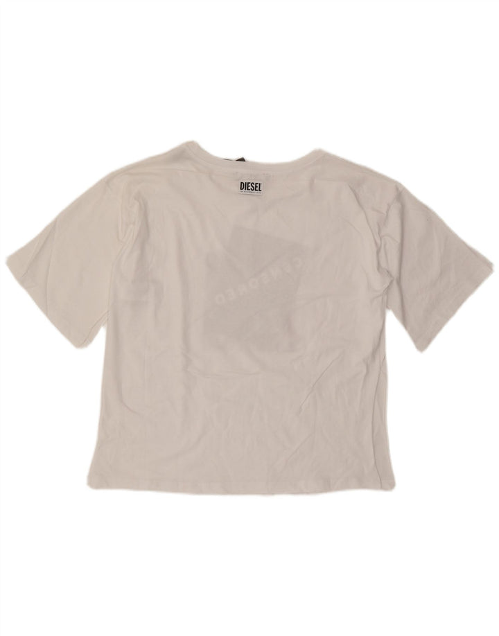 Diesel Womens Oversized Graphic T-Shirt Top UK 10 Small White Cotton